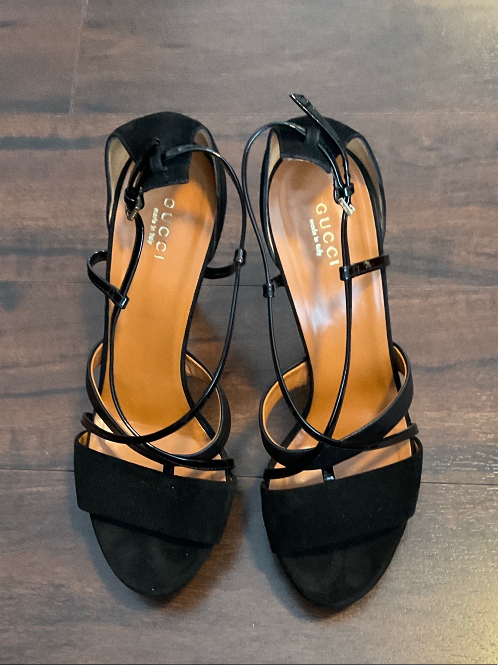 Gucci Black Strappy Suede & Leather High-Heel Sandals